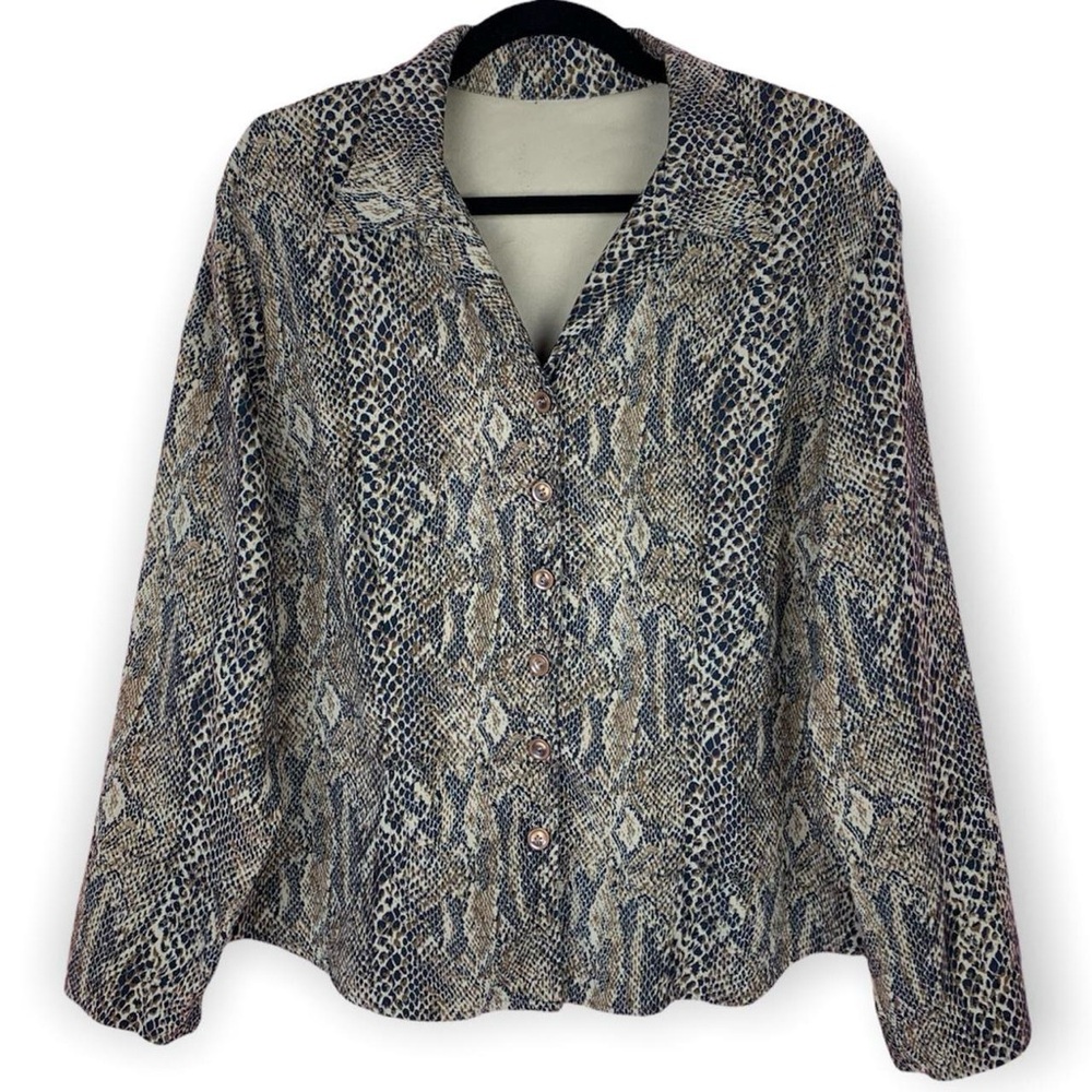 Vintage Snakeskin Jacket / Shacket Plus Size Animal Print Pattern XL